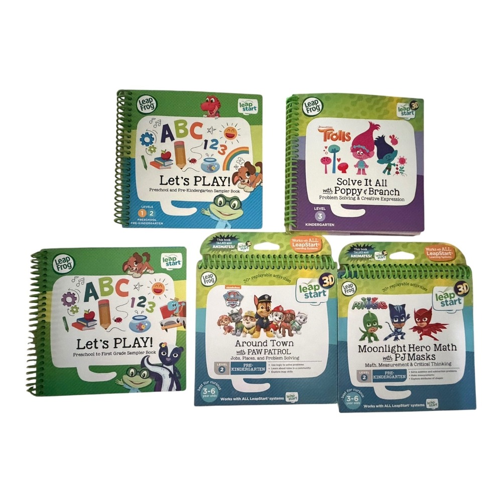LeapFrog LeapStart 3D Interactive Book Lot PAW Patrol PJ Masks Trolls 5 Books